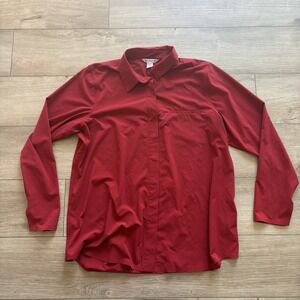 Athleta Womens Red Long Sleeve Button Up Urbanite Top Large L Collared